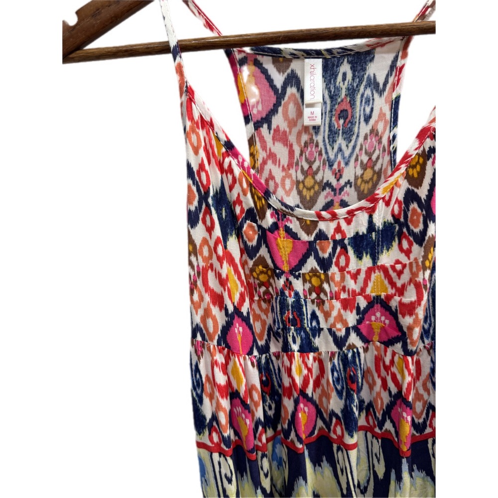 Xhilaration Mini Dress Women M Multi Color Excellent Ikat Tribal Print Rayon‎ - Picture 3 of 7